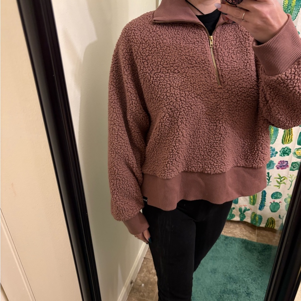 Cozy PINK Sherpa Quarter-Zip Pullover